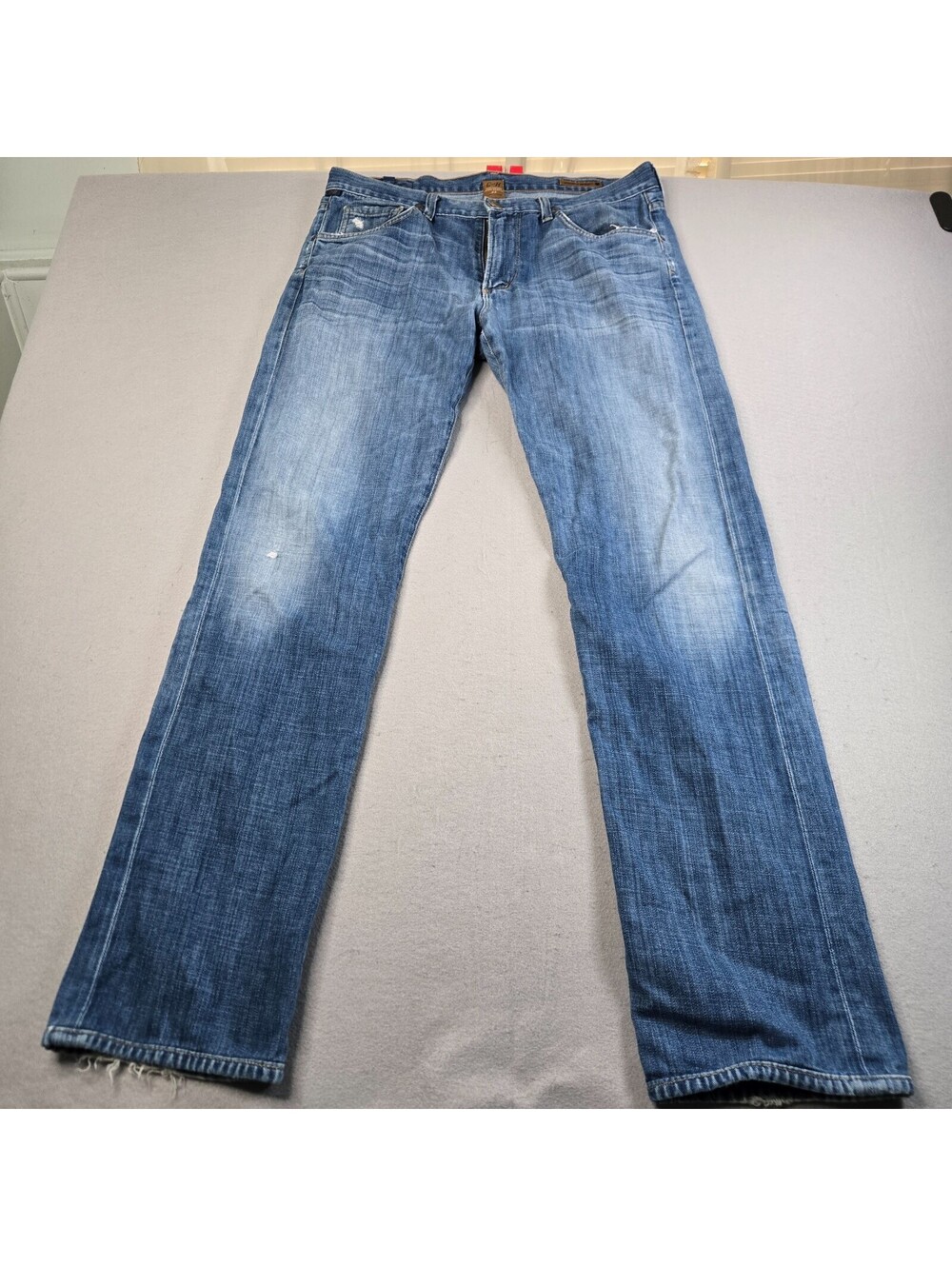 Citizens of Humanity Sid Straight Leg Jeans Mens 34 Blue Wash Distressed Cotton